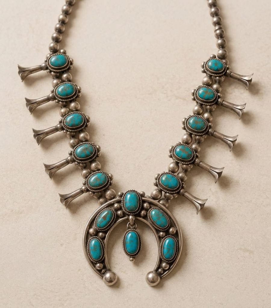 Turquoise Squash Blossom Necklace